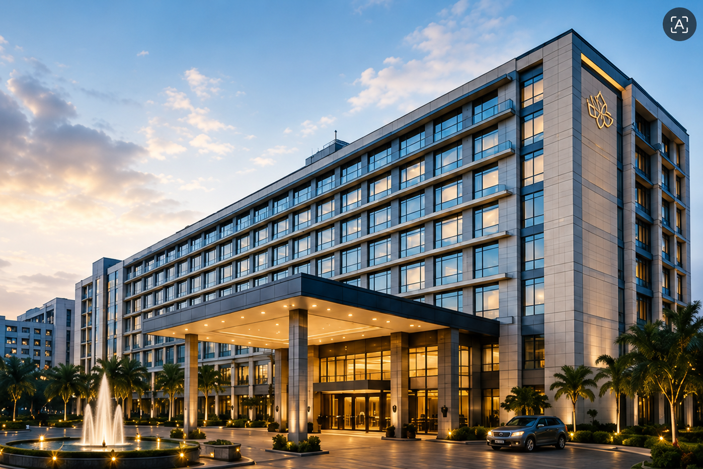 Luxury Kolkata Hotel Facade at Dusk